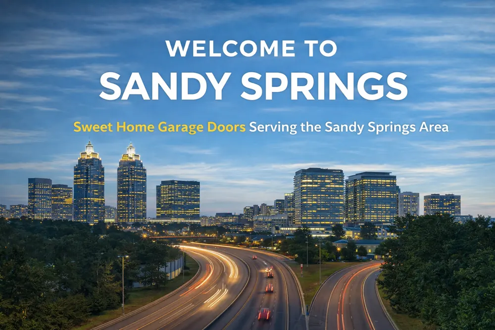 Residential home with garage door in Sandy Springs GA